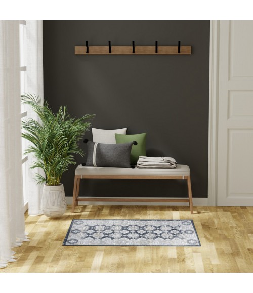 Nourison Dekor Grey Navy DEK02 2 ft. X 4 ft. Rect. Rug