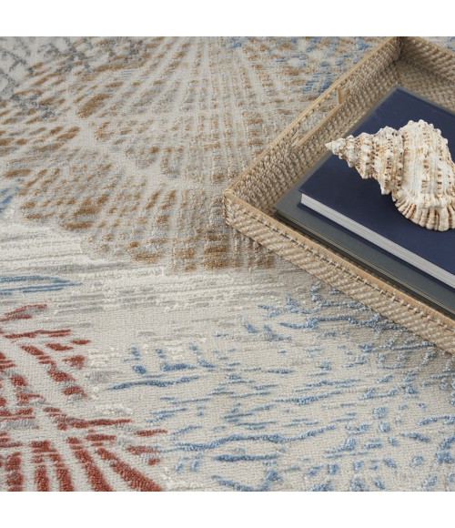 Nourison Pompeii Blue Multicolor PMP04 5 ft. 3 in. X Round Rug