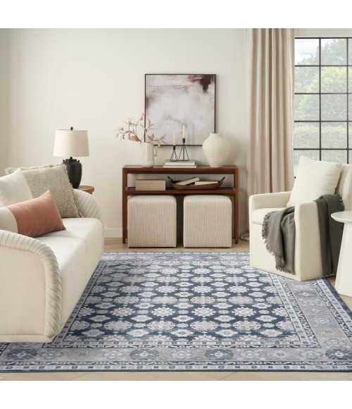 Nourison Dekor Grey Navy DEK02 7 ft. 10 in. X 9 ft. 10 in. Rect. Rug