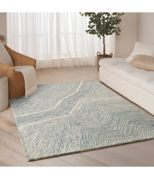 DKNY Pure Angles Ivory Blue ANG01 5 ft. X 7 ft. Rect. Rug