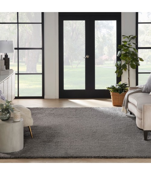 Nourison Luxurious Shag Grey LXR05 6 ft. 7 in. X 9 ft. 2 in. Rect. Rug