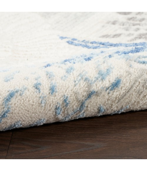 Nourison Pompeii Ivory Grey Blue PMP04 5 ft. 3 in. X Round Rug