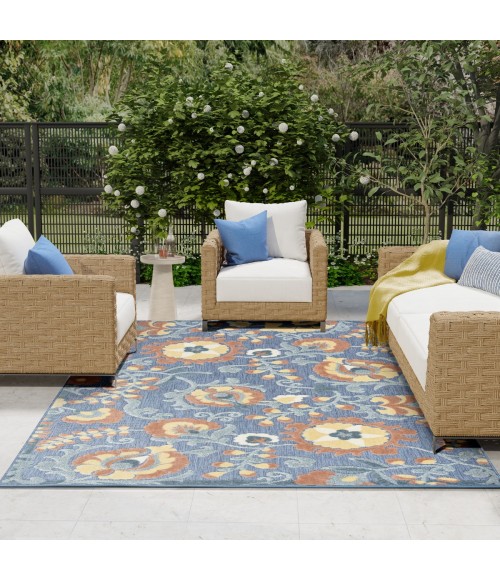 Nourison Aloha Blue Rose ALH17 9 ft. X 12 ft. Rect. Rug