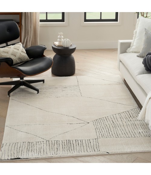 Nourison Cozy Modern Ivory Black Rug CMD02 7 ft. 10 in. X 9 ft. 10 in. Rect. - Rugs Town Nourison Cozy Modern Ivory Black CMD02 7 ft. 10 in. X 9 ft. 10 in. Rect. Rug