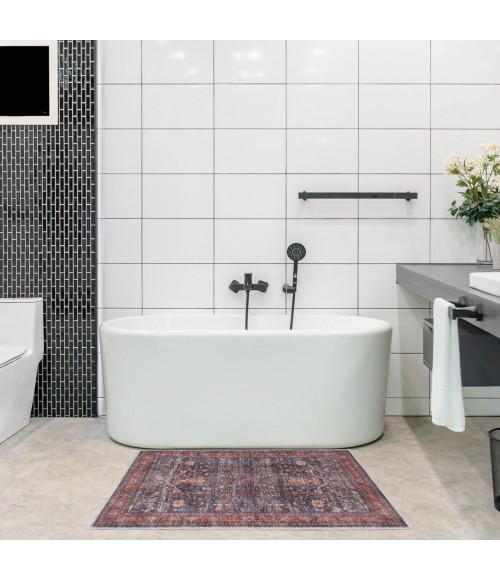 Nourison Brilliance Machine Washable Navy Brick Rug WSB02 2 ft. X 3 ft. 9 in. Rect. - Rugs Town Nourison Brilliance Machine Washable Navy Brick WSB02 2 ft. X 3 ft. 9 in. Rect. Rug