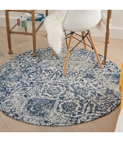 Nourison Damask Iory Navy DAS06 4 ft. x Round Rug