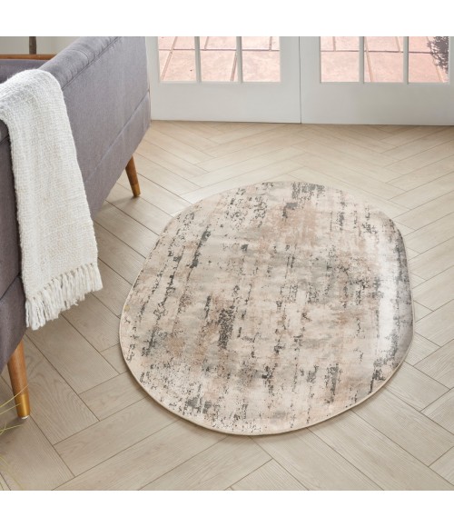 Nourison Concerto Beige Grey CNC01 3 ft. X 5 ft. Oval Rug