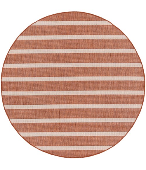 Nourison Positano Terracotta Ivory POS03 6 ft. X Round Rug
