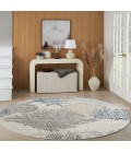 Nourison Pompeii Ivory Grey Blue PMP04 5 ft. 3 in. X Round Rug