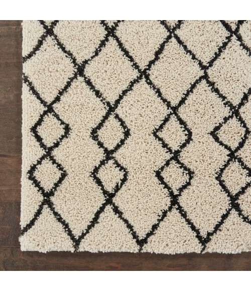 Nourison Geometric Shag Ivory/Charcoal GOS01 2 ft. 2 in. X 3 ft. 9 in. Rect. Rug