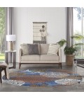 Nourison Pompeii Blue Multicolor PMP04 5 ft. 3 in. X Round Rug