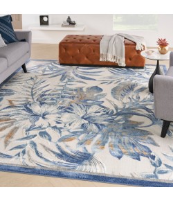 Nourison Pompeii Ivory Blue PMP02 7 ft. 10 in. X 9 ft. 10 in. Rect. Rug