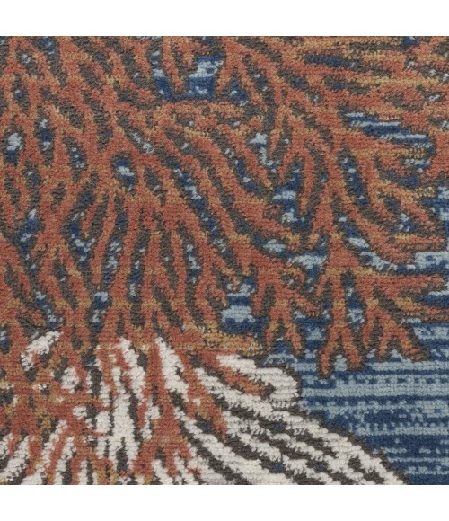 Nourison Pompeii Blue Multicolor PMP04 5 ft. 3 in. X Round Rug