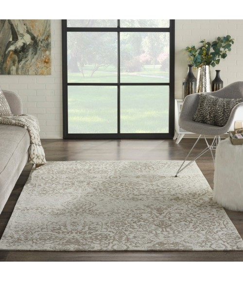 Nourison Damask White DAS06 3 ft. 6 in. x 5 ft. 6 in. Rect. Rug