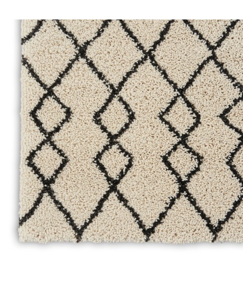 Nourison Geometric Shag Ivory/Charcoal GOS01 2 ft. 2 in. X 3 ft. 9 in. Rect. Rug