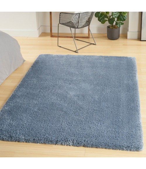 Nourison Luxurious Shag Light Blue LXR05 4 ft. X 6 ft. Rect. Rug
