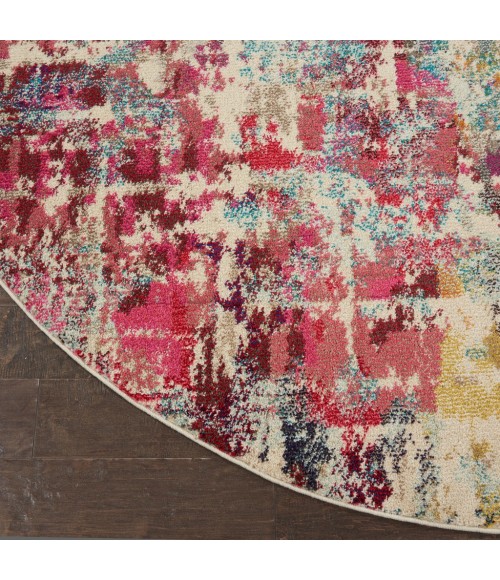 Nourison Celestial Round Area Rug CES13-Pink/Multicolor