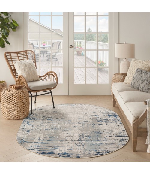 Nourison Concerto Ivory Grey Blue CNC01 5 ft. X 8 ft. Oval Rug