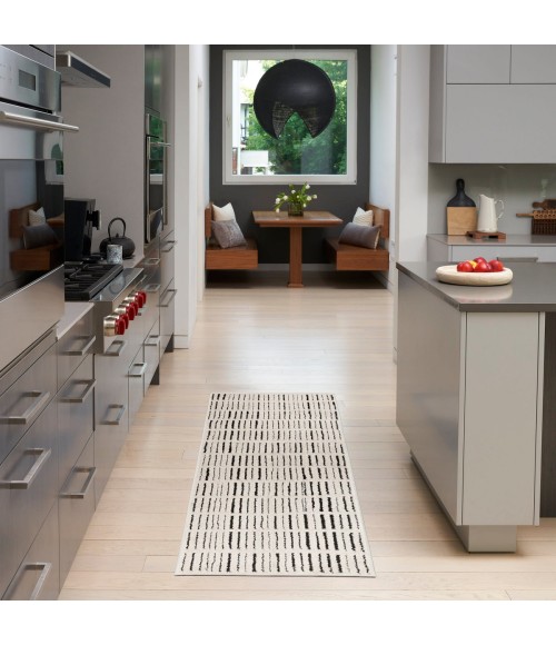 Nourison Cozy Modern Ivory Black CMD03 2 ft. 2 in. X 6 ft. Rect. Rug
