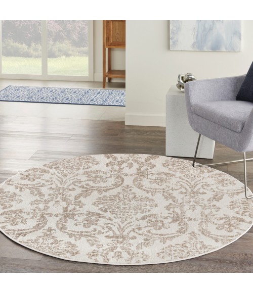 Nourison Jubilant Ivory Beige JUB09 5 ft. 3 in. X Round Rug