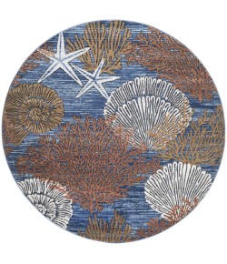 Nourison Pompeii Blue Multicolor PMP04 5 ft. 3 in. X Round Rug