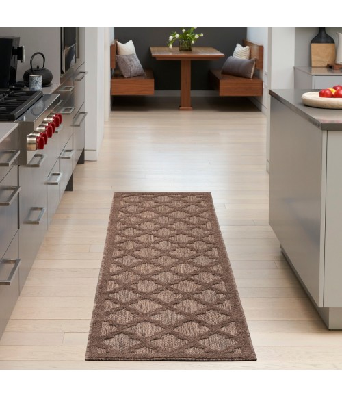 Nourison Easy Care Brown NES01 2 ft. 2 in. X 10 ft. Rect. Rug