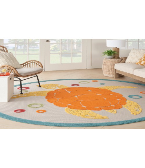 Nourison Aloha Teal Multi ALH27 7’10” Round Rug