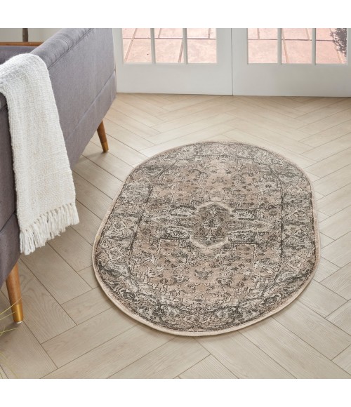 Nourison Concerto Beige Grey CNC05 3 ft. X 5 ft. Oval Rug