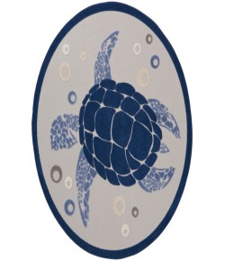 Nourison Home Aloha ALH27 Navy Blue 5 ft. 3 in. Round Area Rug