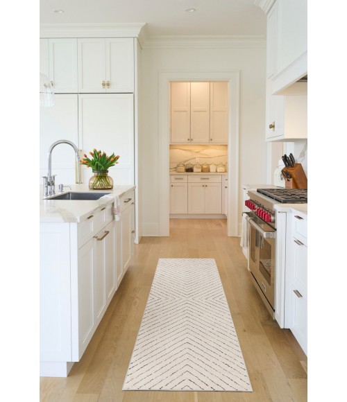 Nourison Cozy Modern Ivory Black CMD01 2 ft. 2 in. X 10 ft. Rect. Rug