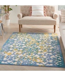 Nourison Aloha - Alh21 Ivory Blue Area Rug 6 ft. X 9 ft. Rectangle