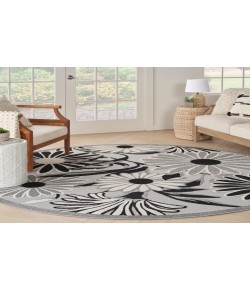 Nourison Aloha Black White ALH33 5 ft. 3 in. Round Rug