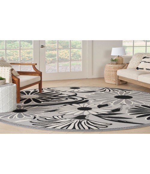 Nourison Aloha Black White ALH33 5 ft. 3 in. Round Rug