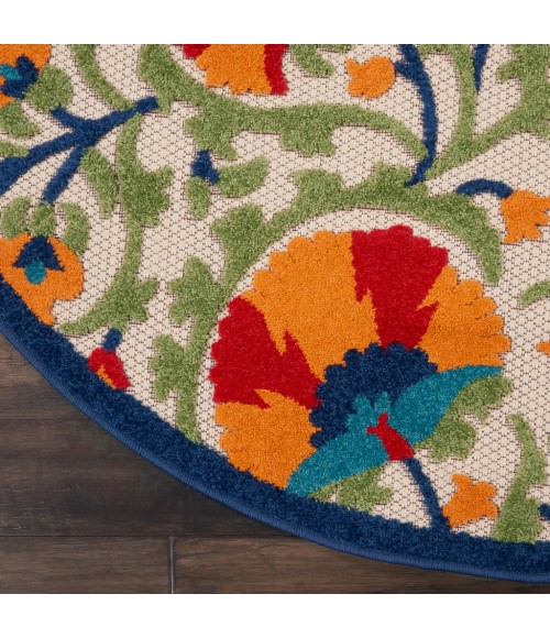 Nourison Aloha Round Area Rug ALH20-Red/Multicolor