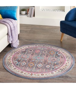 Nourison Vintage Kashan - Vka05 Grey Multicolor Area Rug 4 ft. X Round