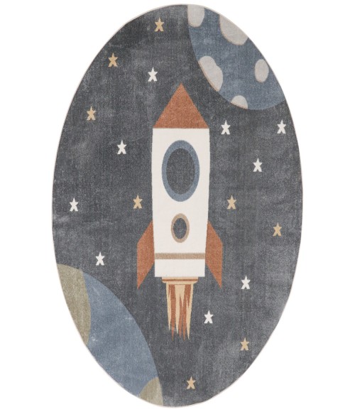 Nourison Astra Machine Washable Sky Blue ASW06 7 ft. 10 in. Round Rug