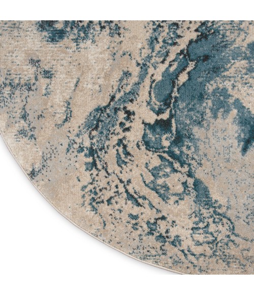 Nourison Maxell Area Rug MAE08 Ivory/Teal 3'10" x 3'10"round