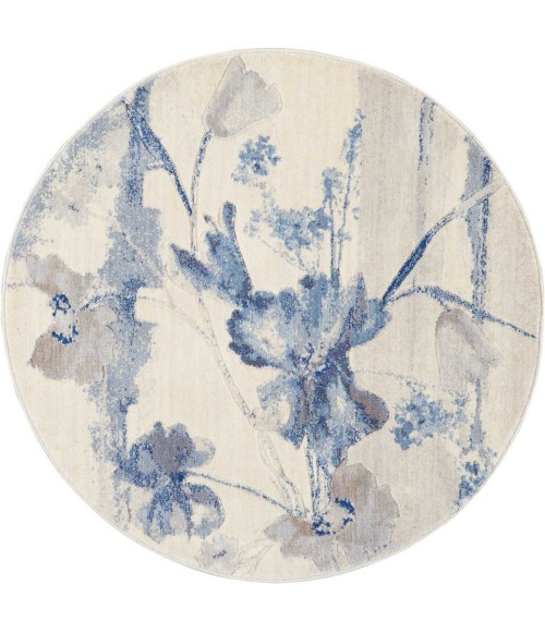Nourison Somerset Round Area Rug ST18-Ivory/Blue