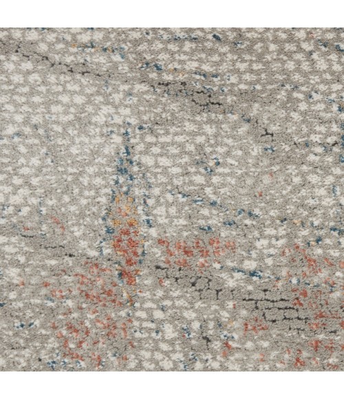 Nourison Rustic Textures Area Rug RUS15 Light Grey/Rust 7'10" Round