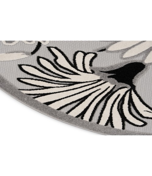 Nourison Aloha Black White ALH33 7’10” Round Rug