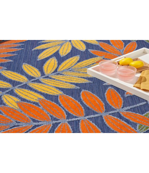 Nourison Aloha Navy Multicolor ALH18 5 ft. 3 in. X 7 ft. 5 in. Rectangle Rug