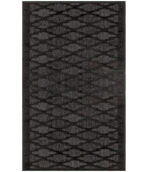 Nourison Easy Care Charcoal Black NES01 2 ft. 2 in. X 16 ft. Rectangle Rug
