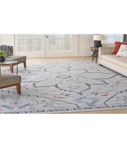 Nicole Curtis Machine Washable Series 1 Ivory Blue SR110 9 ft. 2 in. X 12 ft. Rectangle Rug