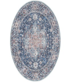 Nicole Curtis Machine Washable Series 1 Ivory Navy SR101 4 ft. Round Rug