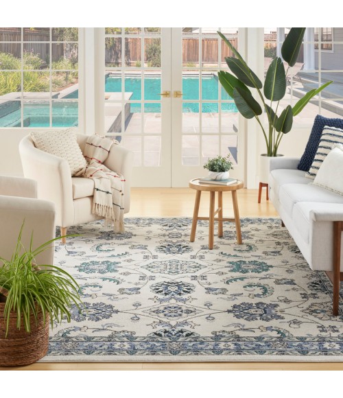 Nourison Home Nourison Essentials Ivory Blue Rug NRE05 10 ft. X 14 ft. Rectangle - Rugs Town Nourison Home Nourison Essentials Ivory Blue NRE05 10 ft. X 14 ft. Rectangle Rug