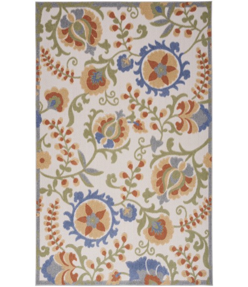 Nourison Aloha Ivory Blue ALH17 5 ft. 3 in. X 7 ft. 5 in. Rectangle Rug