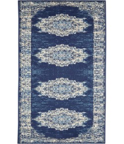 Nourison Grafix Navy Blue GRF14 2 ft. X 6 ft. Rectangle Rug