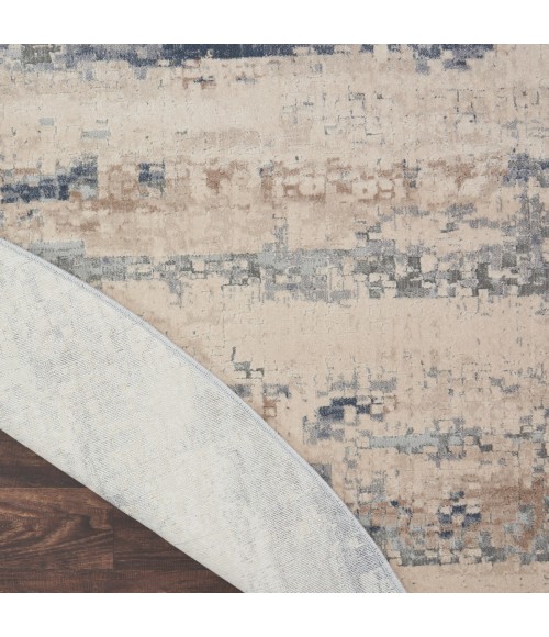 Rustic Textures Area Rug Nourison Rustic Textures Area Rug RUS04 Beige/Grey 5'3" Round