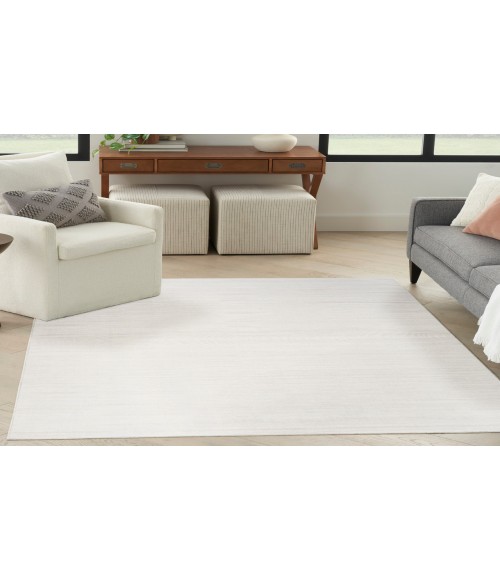 Nourison Washable Essentials Ivory Grey WAE01 5 ft. 3 in. X 7 ft. 3 in. Rectangle Rug