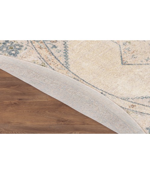 Nourison Astra Machine Washable Ivory Blue ASW13 5 ft. 3 in. Round Rug